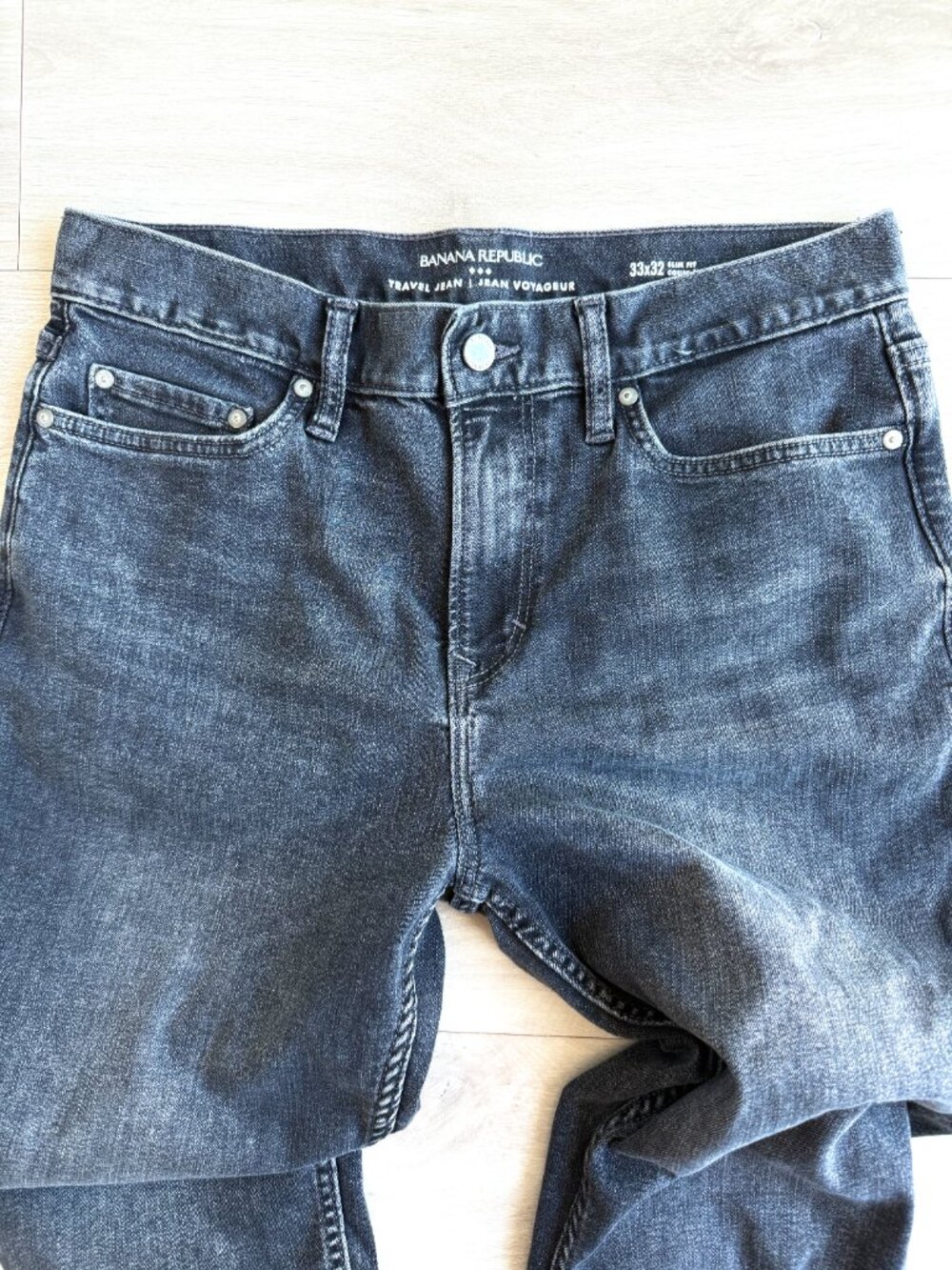 Banana Republic Slim Travel Jeans Washed Black Cotton Blend 33x32